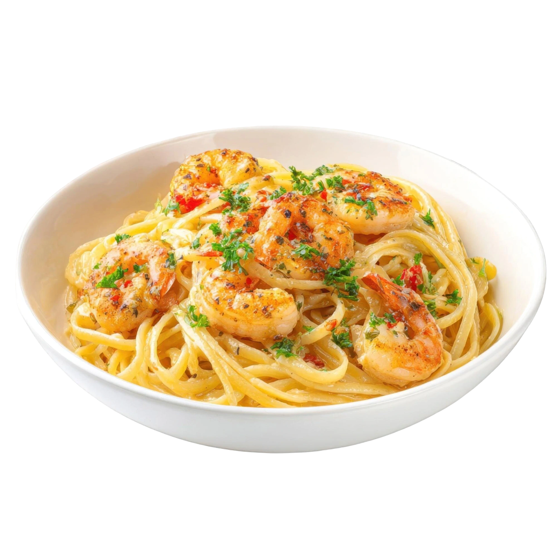 Pasta con Camarones Y Lagonstino al Óleo